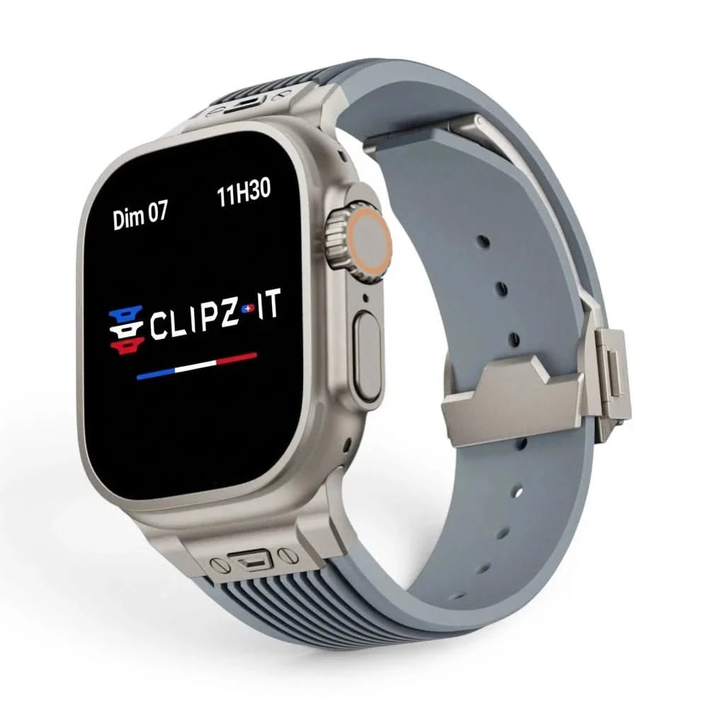 Bracelet Premium silicone bleu, vue de face - Apple Watch | Clipz-it