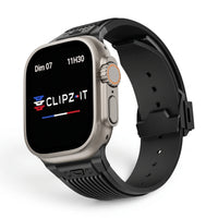 Bracelet Premium silicone noir, vue de face 2 - Apple Watch | Clipz-it