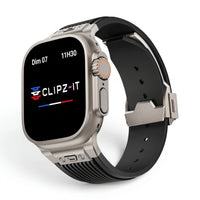Bracelet Premium silicone noir, vue de face - Apple Watch | Clipz-it