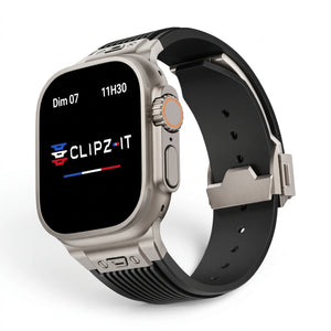 Bracelet Premium silicone noir, vue de face - Apple Watch | Clipz-it