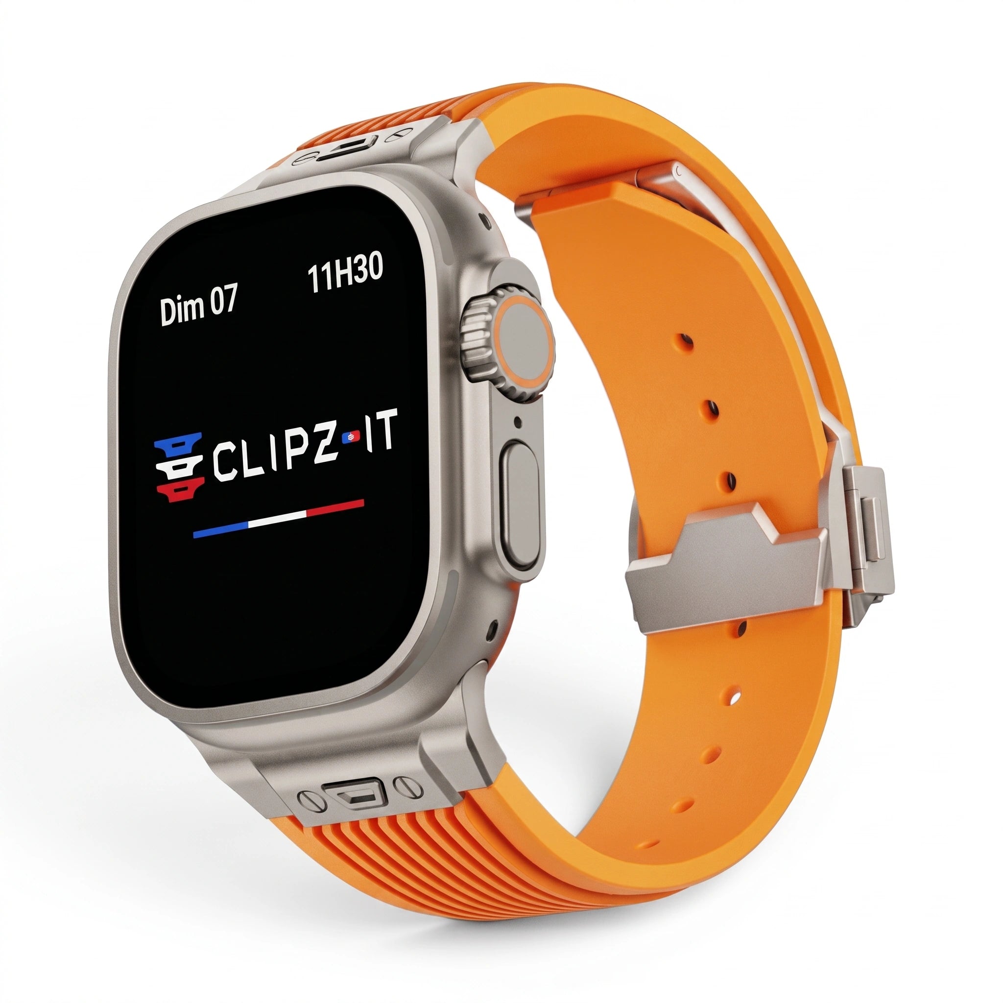 Bracelet Premium silicone orange, vue de face - Apple Watch | Clipz-it