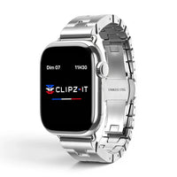 Bracelet Régent acier classique argent, vue de face - Apple Watch | Clipz-it