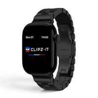 Bracelet Régent acier classique noir, vue de face - Apple Watch | Clipz-it