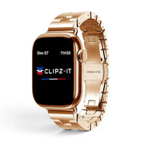 Bracelet Régent acier classique or rosé, vue de face - Apple Watch | Clipz-it
