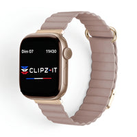 Bracelet Rubis cuir aimanté lilas, vue de face - Apple Watch | Clipz-it