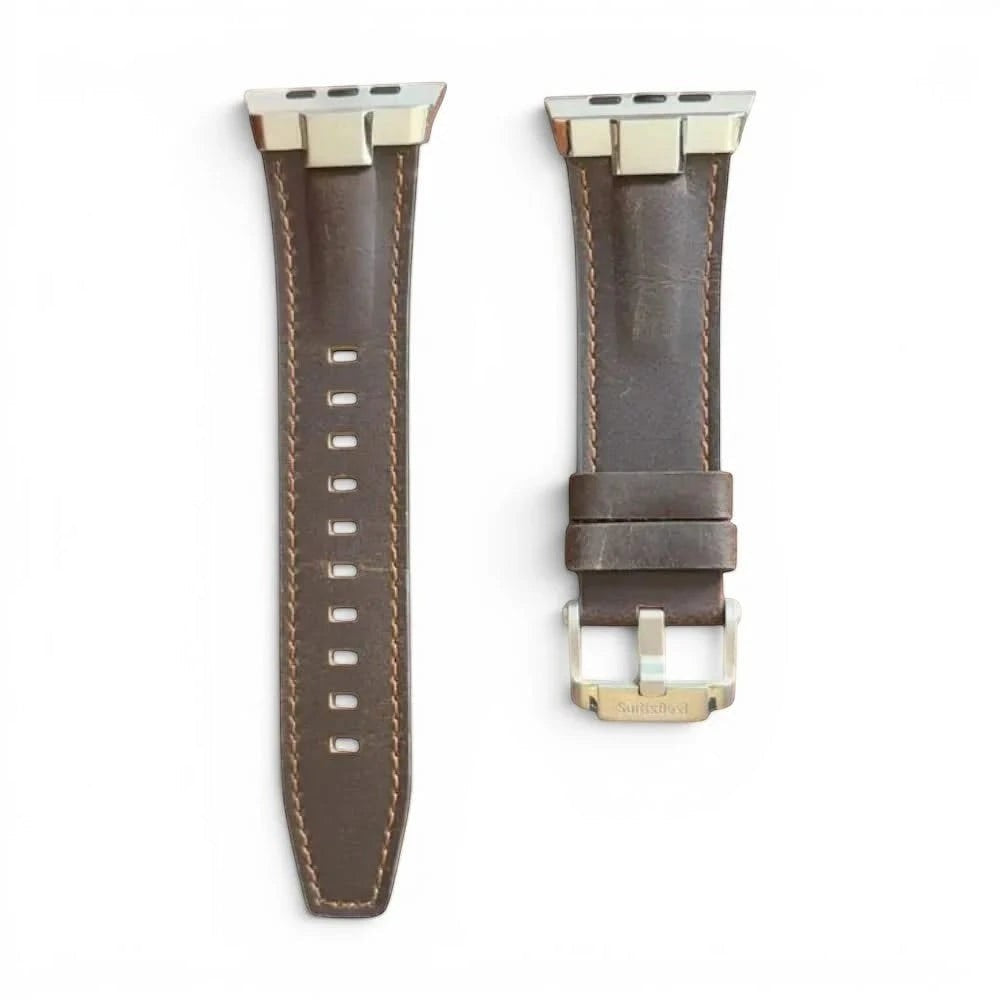 Bracelet Saga cuir & titane noir, vue 2 - Apple Watch | Clipz-it