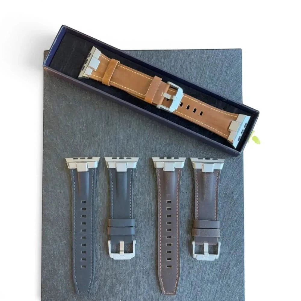 Bracelet Saga cuir & titane noir, vue 3 - Apple Watch | Clipz-it