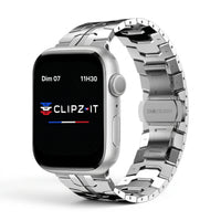 Bracelet Sentinel acier inoxydable argent, vue de face - Apple Watch | Clipz-it