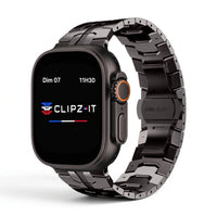 Bracelet Sentinel acier inoxydable noir, vue de face - Apple Watch | Clipz-it