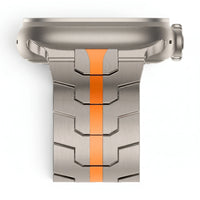 Bracelet Sentinel acier inoxydable titane & orange, vue 3 - Apple Watch | Clipz-it
