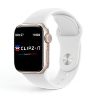 Bracelet Signature silicone blanc, vue de face - Apple Watch | Clipz-it