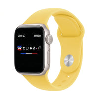 Bracelet Signature silicone jaune, vue de face - Apple Watch | Clipz-it