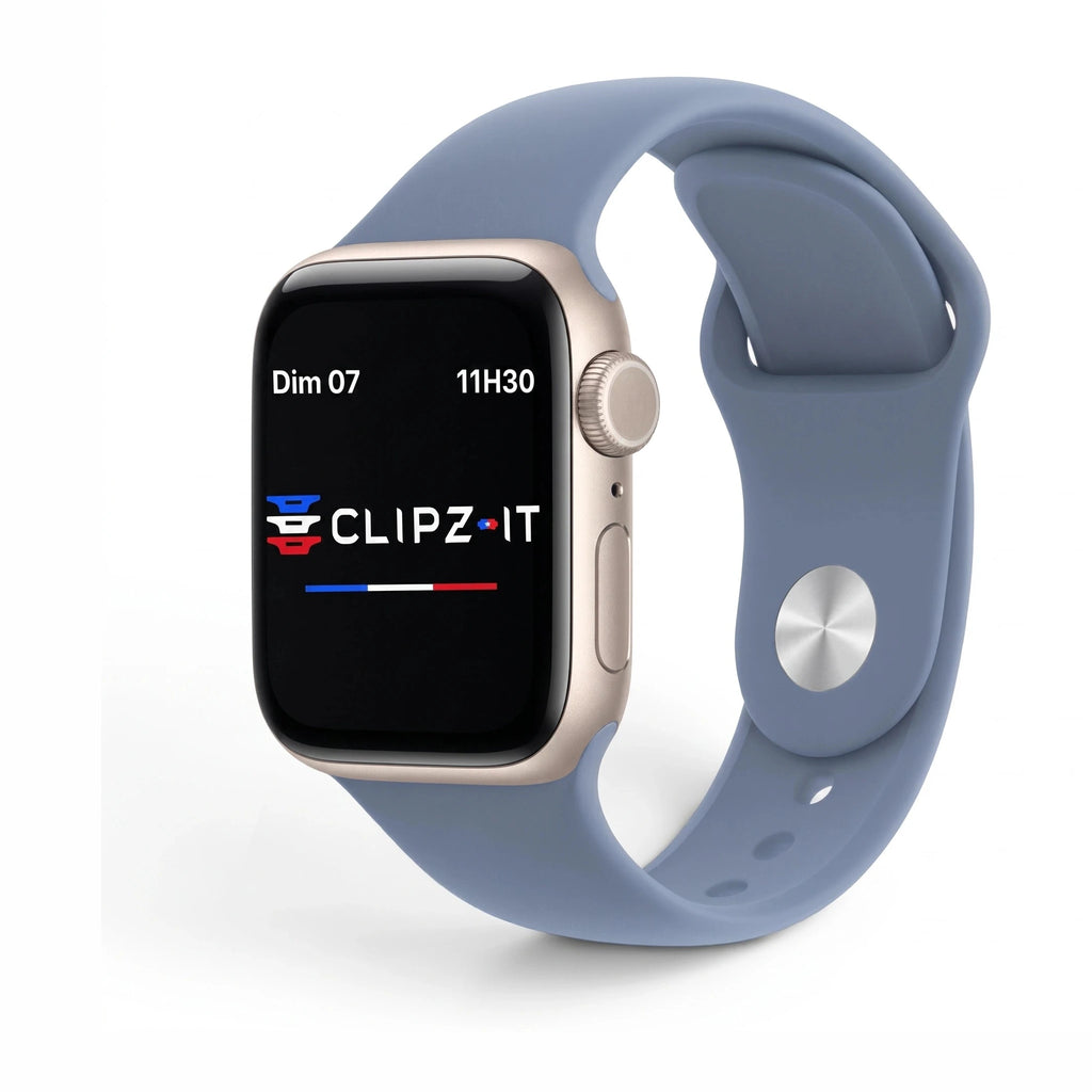 Bracelet Signature silicone lavande, vue de face - Apple Watch | Clipz-it