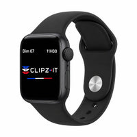 Bracelet Signature silicone noir, vue de face - Apple Watch | Clipz-it