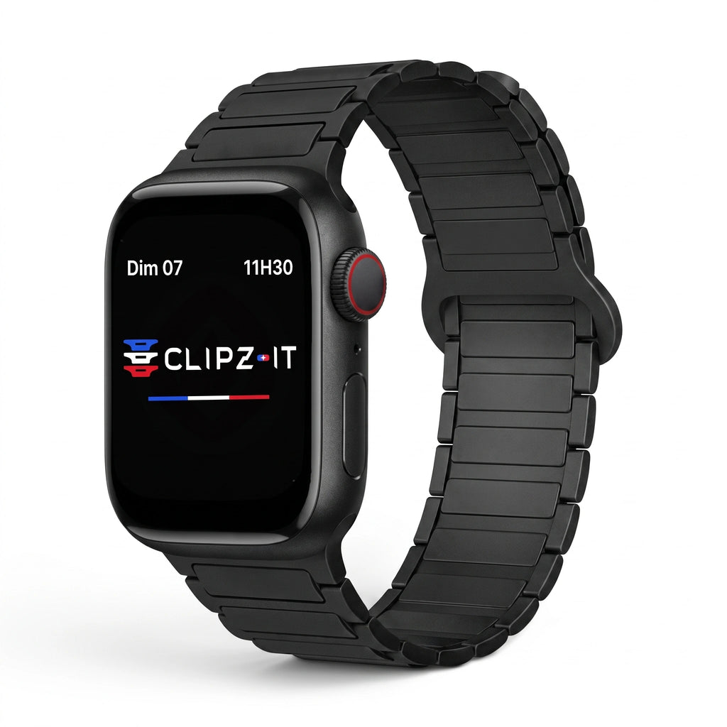 Řemínek Sofia silikonový černý - bílý, pohled zepředu - Apple Watch | Clipz-it