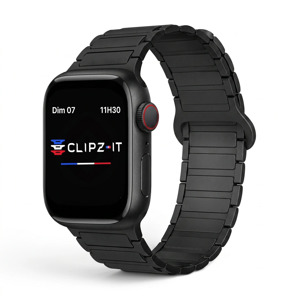 Řemínek Sofia silikonový černý - bílý, pohled zepředu - Apple Watch | Clipz-it