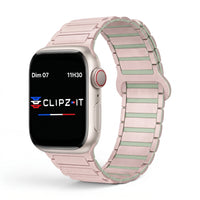 Řemínek Sofia silikonový růžový - zelený, pohled zepředu - Apple Watch | Clipz-it
