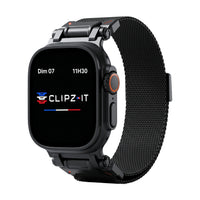 Bracelet Titan Mesh maille milanaise titane, vue de face - Apple Watch | Clipz-it