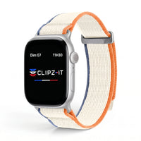 Bracelet Trek nylon beige, vue de face 2 - Apple Watch | Clipz-it