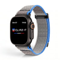 Bracelet Trek nylon gris, vue de face 3 - Apple Watch | Clipz-it