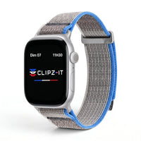 Bracelet Trek nylon gris, vue de face - Apple Watch | Clipz-it