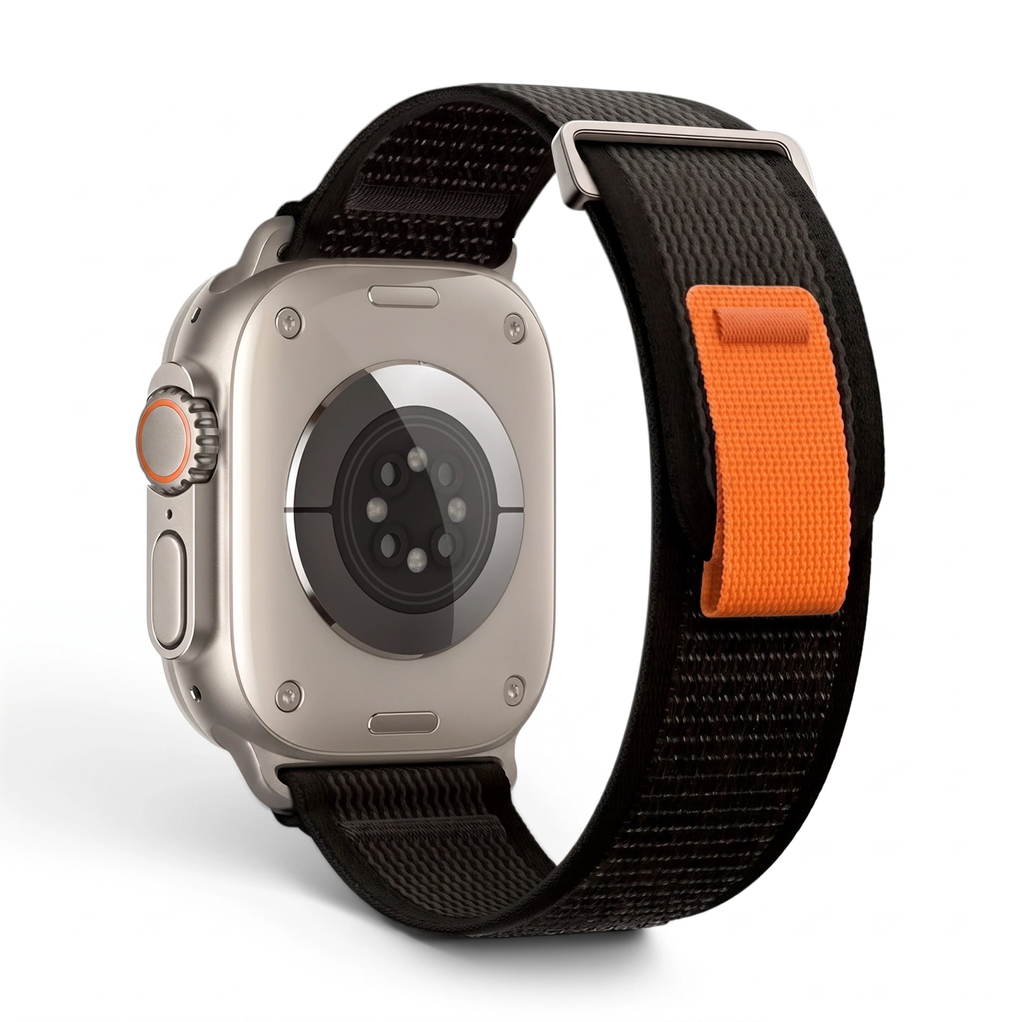 Bracelet Trek nylon noir, vue 2 - Apple Watch | Clipz-it