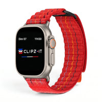Bracelet Trekker nylon outdoor rouge, vue de face 2 - Apple Watch | Clipz-it