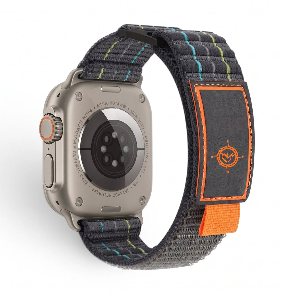 Bracelet Trekker nylon outdoor vert militaire, vue de dos 2 - Apple Watch | Clipz-it