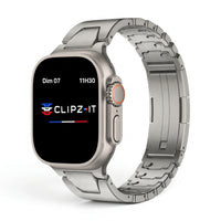 Bracelet Warden acier inoxydable titane, vue de face - Apple Watch | Clipz-it