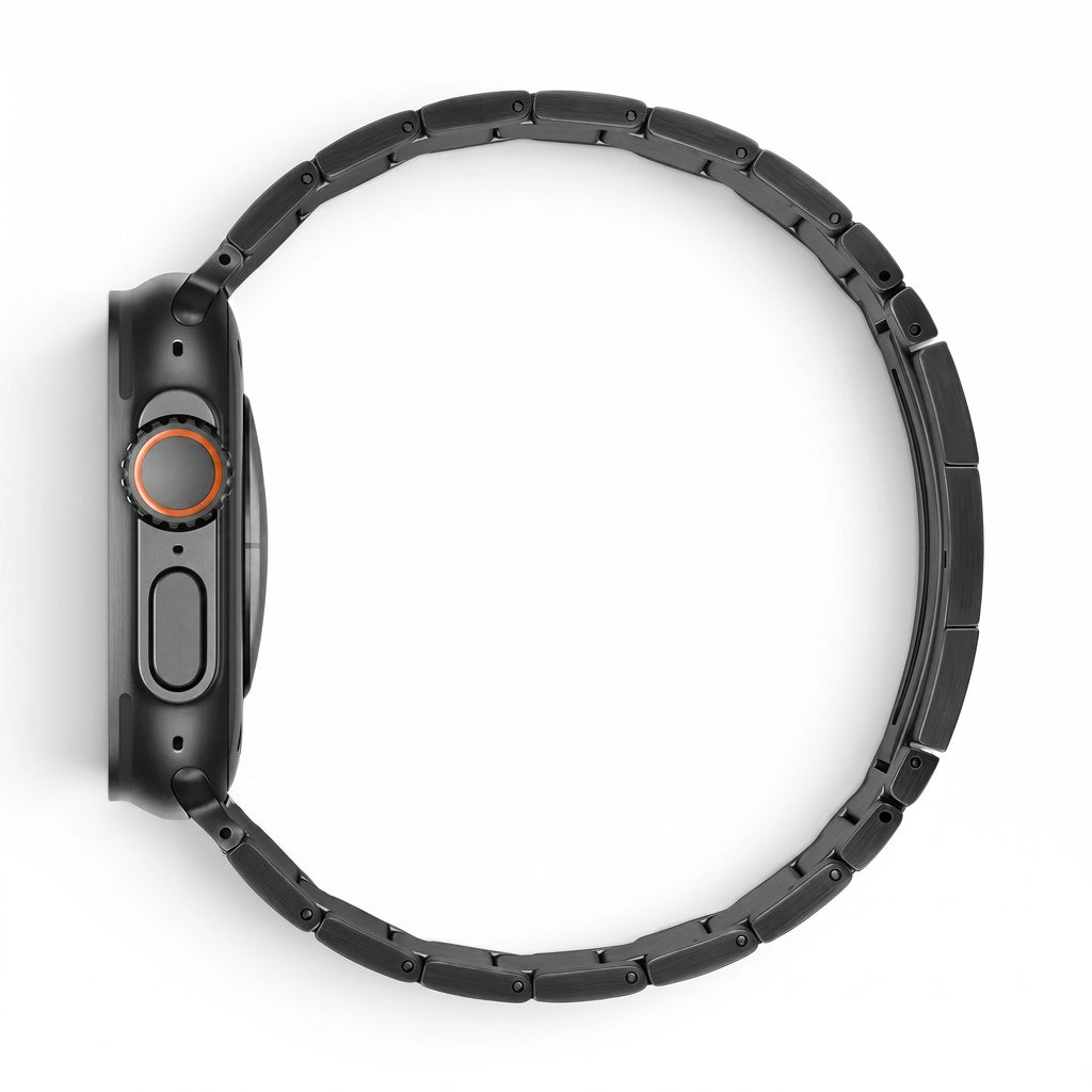 Bracelet Warden acier inoxydable titane, vue de profil - Apple Watch | Clipz-it