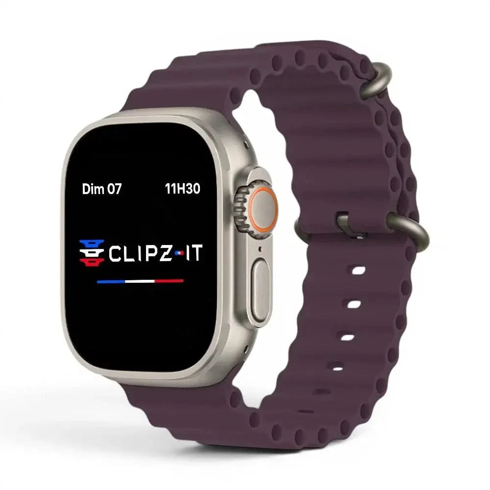 Bracelet Wave silicone baie, vue de face 2 - Apple Watch | Clipz-it