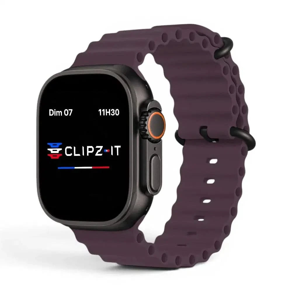 Bracelet Wave silicone baie, vue de face 3 - Apple Watch | Clipz-it