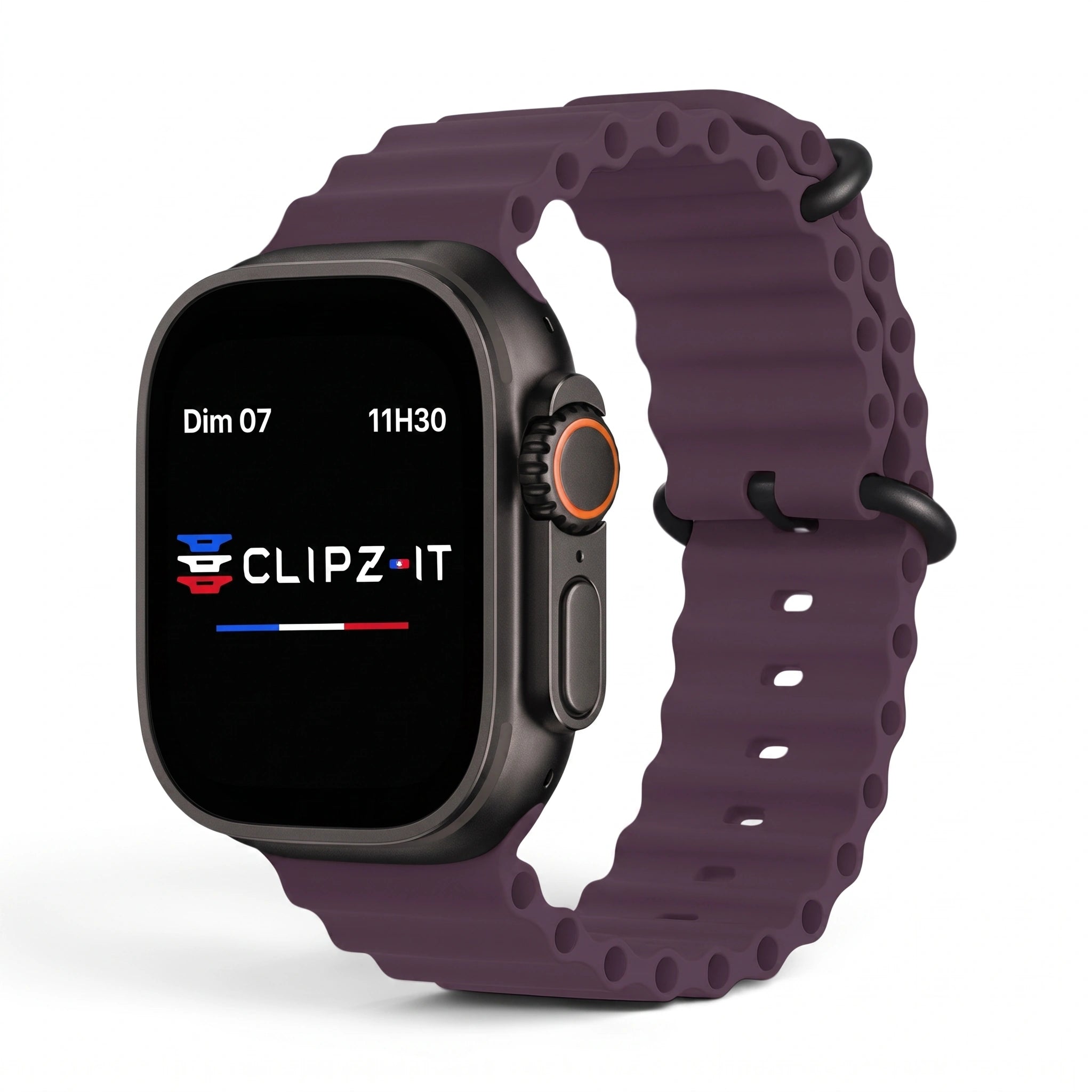Bracelet Wave silicone baie, vue de face 3 - Apple Watch | Clipz-it