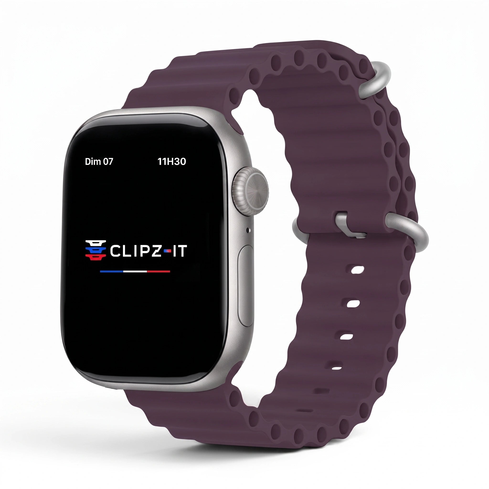 Bracelet Wave silicone baie, vue de face - Apple Watch | Clipz-it