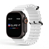 Bracelet Wave silicone blanc, vue de face 2 - Apple Watch | Clipz-it