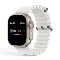 Bracelet Wave silicone blanc, vue de face 3 - Apple Watch | Clipz-it