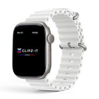 Bracelet Wave silicone blanc, vue de face - Apple Watch | Clipz-it