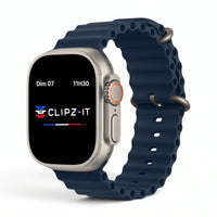 Bracelet Wave silicone bleu cobalt, vue de face 3 - Apple Watch | Clipz-it