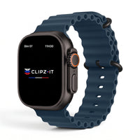 Bracelet Wave silicone bleu cobalt, vue de face - Apple Watch | Clipz-it