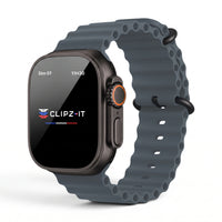 Bracelet Wave silicone bleu minéral, vue de face - Apple Watch | Clipz-it