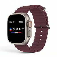 Bracelet Wave silicone bordeaux, vue de face 3 - Apple Watch | Clipz-it