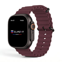 Bracelet Wave silicone bordeaux, vue de face - Apple Watch | Clipz-it