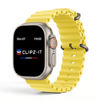 Bracelet Wave silicone jaune, vue de face 3 - Apple Watch | Clipz-it