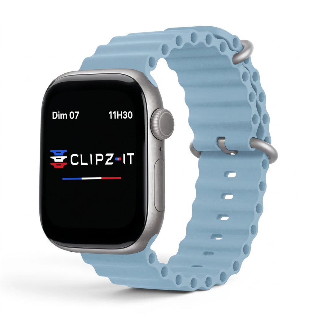Bracelet Wave silicone lavande, vue de face 2 - Apple Watch | Clipz-it