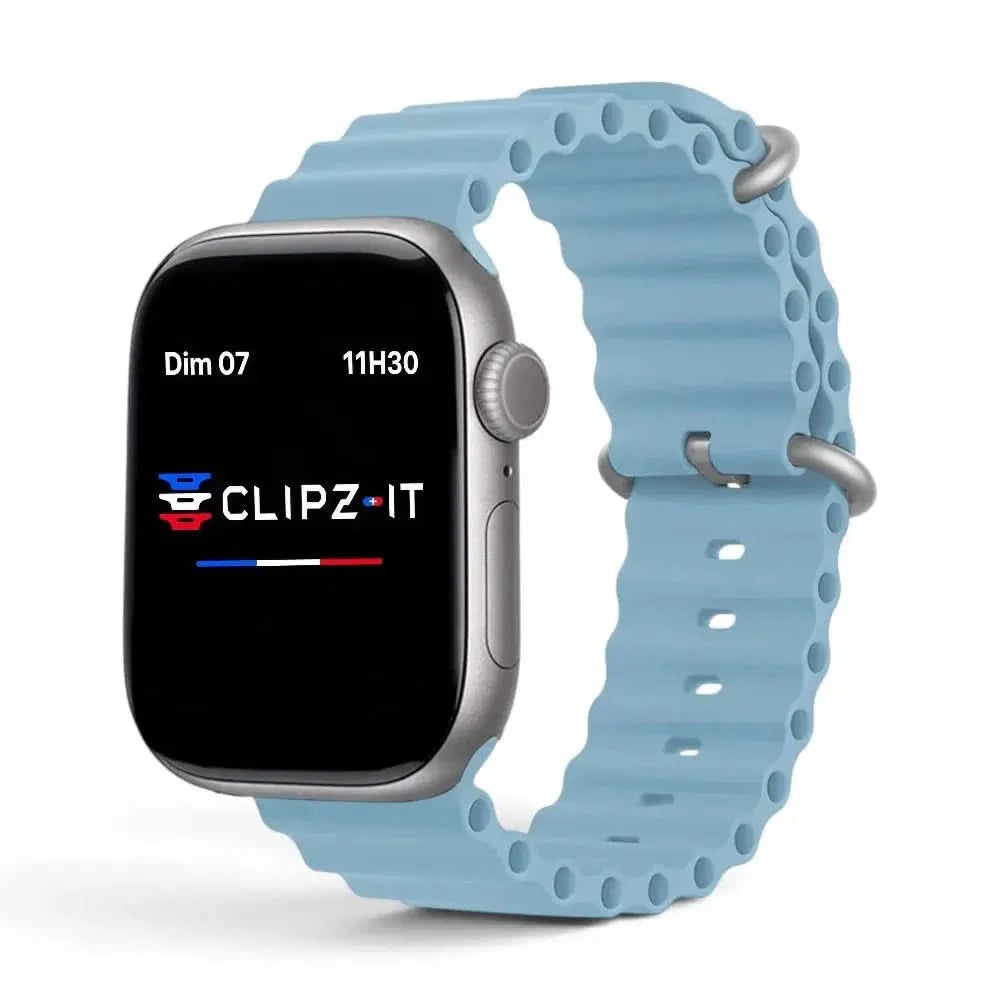 Bracelet Wave silicone lavande, vue de face 2 - Apple Watch | Clipz-it