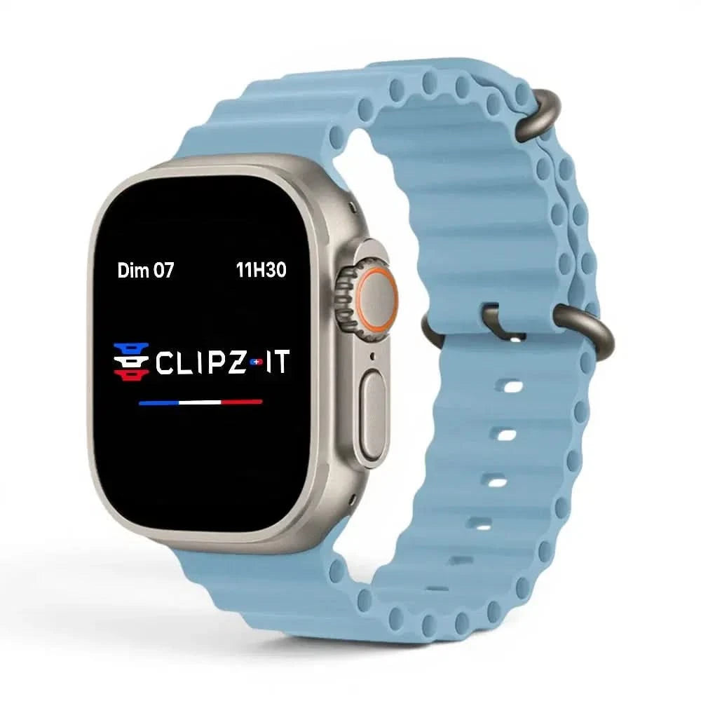 Bracelet Wave silicone lavande, vue de face 3 - Apple Watch | Clipz-it