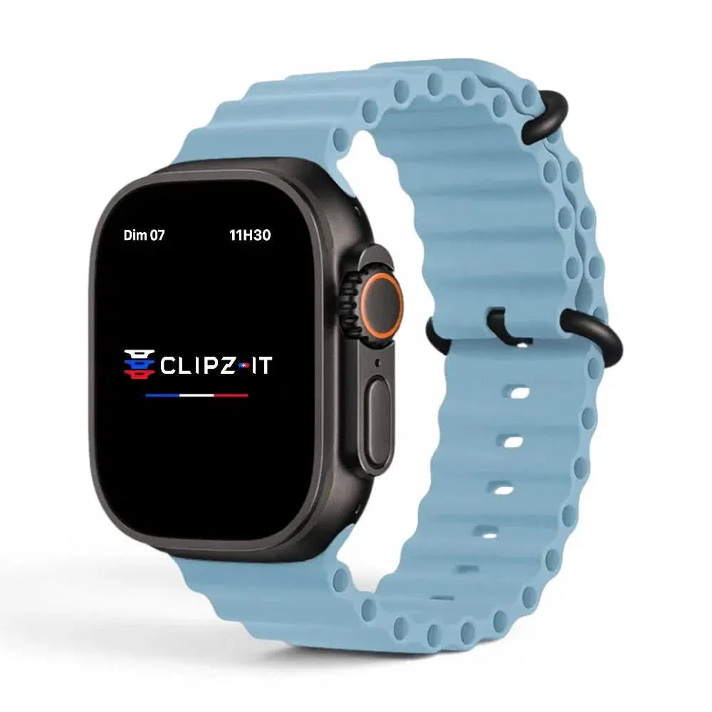 Bracelet Wave silicone lavande, vue de face - Apple Watch | Clipz-it