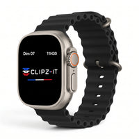 Bracelet Wave silicone noir, vue de face 3 - Apple Watch | Clipz-it