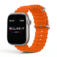 Bracelet Wave silicone orange, vue de face 2 - Apple Watch | Clipz-it
