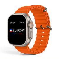 Bracelet Wave silicone orange, vue de face 3 - Apple Watch | Clipz-it